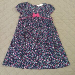 Floral Kids Dress with Pink Bow